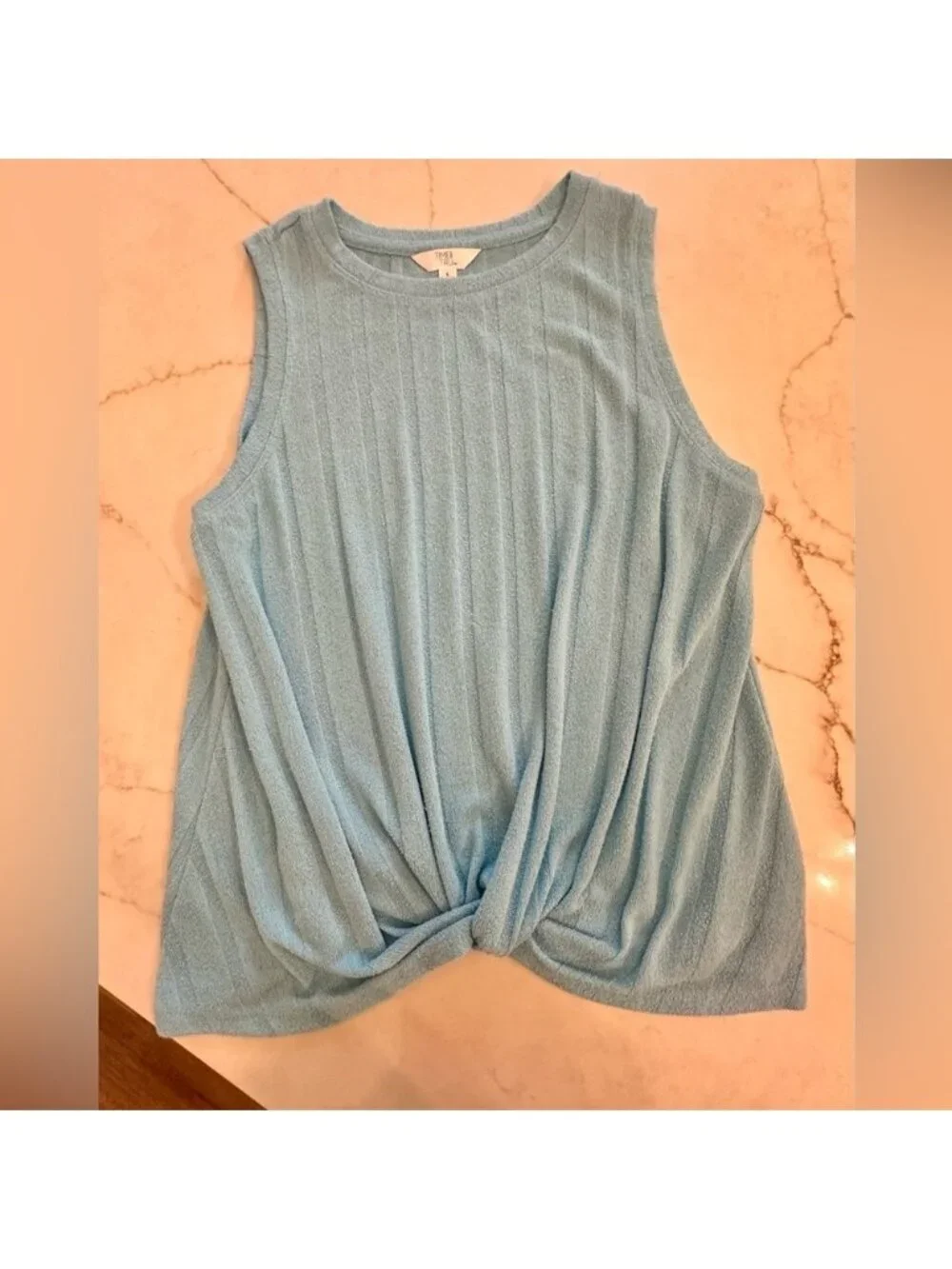 Blue Ribbed Sleeveless Top - Picture 1 of 3